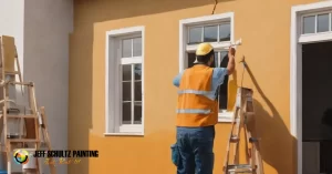 A house painter painting a house