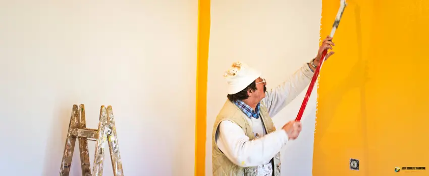 JSP-A house painter painting a wall yellow